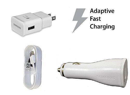0798029214552 - FAST ADAPTIVE CHARGING COMBO! OEM AUTHENTIC SAMSUNG TRAVEL CHARGER+CAR CHARGER+5 FOOT MICRO USB 2.0 DATA CHARGING CABLE FOR GALAXY NOTE 4 5 S6 S6 EDGE + S7 S7 EDGE EP-LN915U EP-TA20JWE ECBDU4EWE