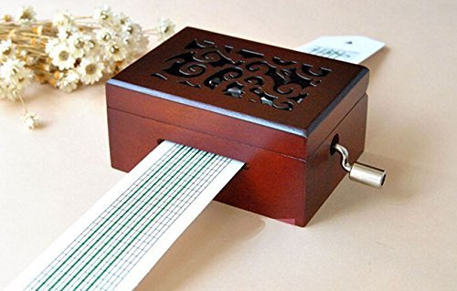 0798154378570 - ZEWIK ANTIQUE VINTAGE WOODEN MUSIC BOX , DIY MAKE YR OWN SONG INCLUDE A PUNCH, 20 BLANK PAPER AND 16 MUSIC PAPER BEST GIFT