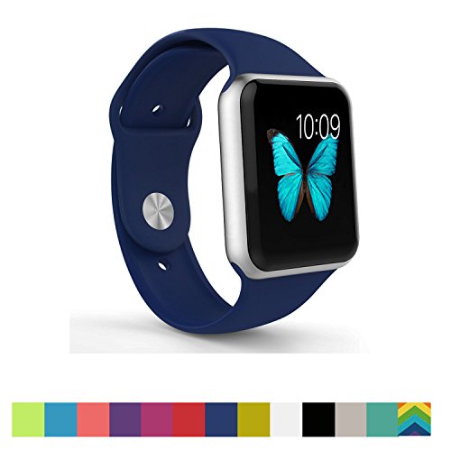 0798220077840 - WANTSMALL APPLE WATCH BAND - WANTSMALL SOFT SILICONE SPORT STYLE REPLACEMENT IWATCH STRAP FOR 38MM APPLE WATCH MODELS - MIDNIGHT BLUE
