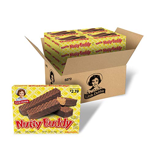 0798235714716 - LITTLE DEBBIE NUTTY BUDDY BARS, 16 BOXES, 96 TWIN-WRAPPED WAFER BARS, BROWN