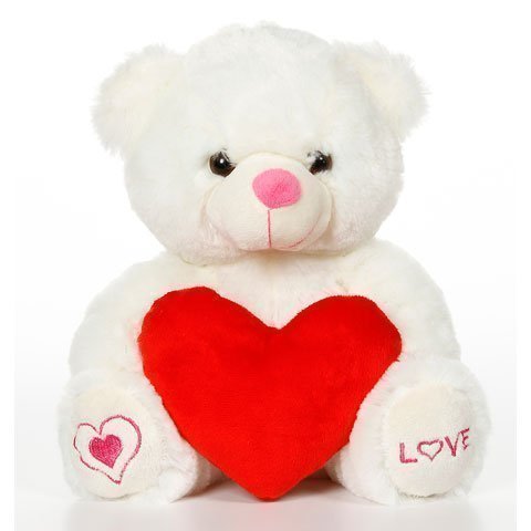 0798257307439 - VALENTINE'S DAY PLUSH LOVE BEAR 10 WHITE HOLDING RED HEART BY DARICE