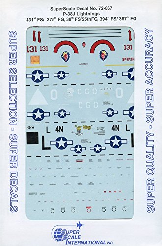 SuperScale Decals 1:72 P-38J Lightnings 431st FS 375th FG 38th FS 55th #72-867 