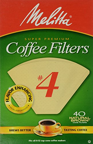 0798527009629 - MELITTA CONE COFFEE FILTERS, NATURAL BROWN, NO. 4, 40-COUNT FILTERS