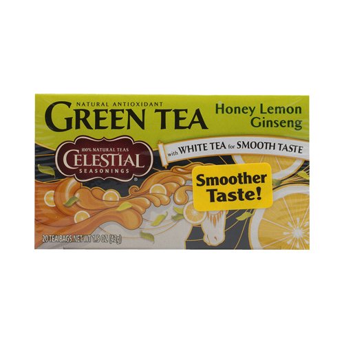 0798527080406 - CELESTIAL SEASONINGS GREEN TEA HONEY LEMON GINSENG WITH WHITE TEA -- 20 TEA BAGS