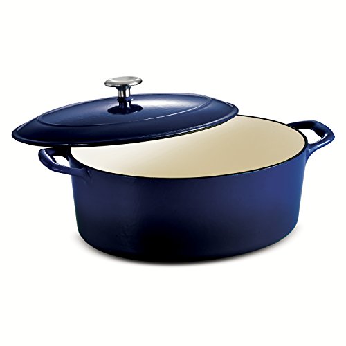 0798527564890 - TRAMONTINA ENAMELED CAST IRON COVERED OVAL DUTCH OVEN, 7-QUART, GRADATED COBALT