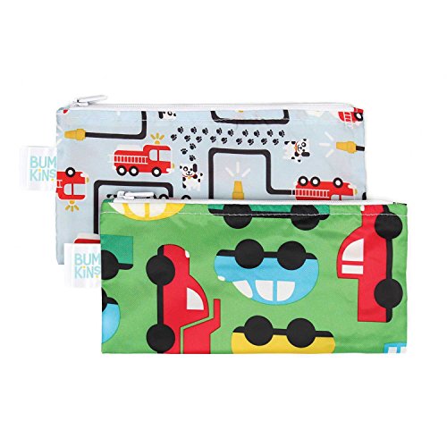0798627119655 - BUMKINS REUSABLE SNACK BAG SMALL 2 PACK, FIRE ENGINE & ON-THE-GO (B1)