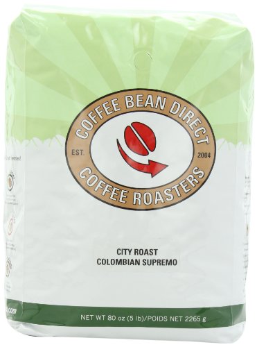 0798813053763 - COFFEE BEAN DIRECT CITY ROAST COLOMBIAN SUPREMO, WHOLE BEAN COFFEE, 5-POUND BAG
