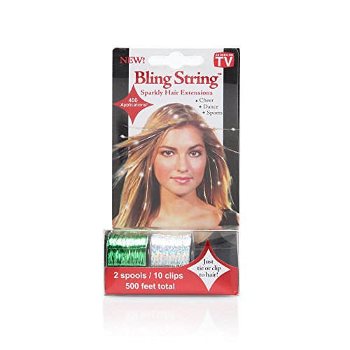 0798813708694 - MIA BLING STRING HOLOGRAM HAIR EXTENSIONS, GREEN, 1.44 OUNCE