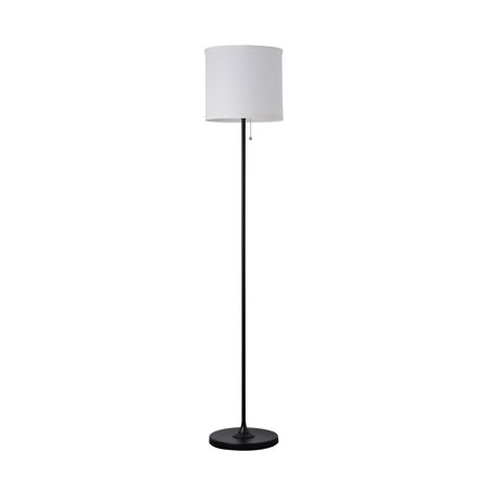 0798919426157 - MAINSTAYS FLOOR LAMP, BLACK FINISH WITH WHITE SHADE, 4 8.5 TALL (143.5 CM)