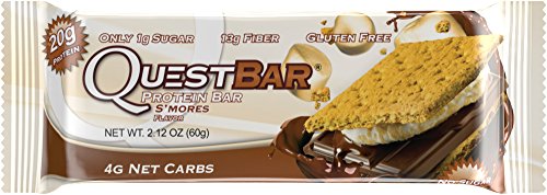 0798928478550 - QUEST NUTRITION PROTEIN BAR, S,MORES, 20G PROTEIN, NO ADDED SUGAR, 2.12OZ BAR, 12 COUNT