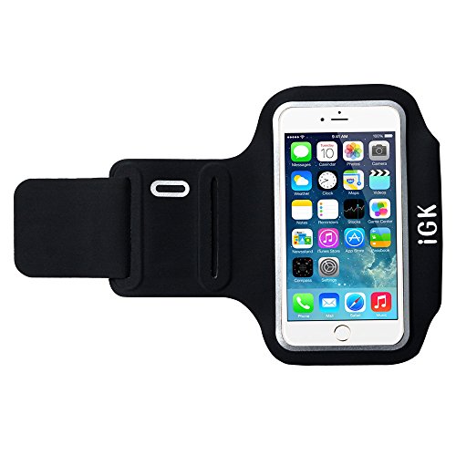 0799123200779 - IPHONE 7 ARMBAND,WATER RESISTANT SWEAT PROOF SUPER SOFT AND THIN SPORTS ARMBAND FOR IPHONE 7/7S/6S/6/5S/5/5C/4/4S SAMSUNG GALAXY S7 WITH DUAL ARM-SIZE SLOTS AND KEY HOLDER (BLACK, LYCRA)