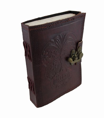 0799198121795 - LEATHER BOUND DAY OF THE DEAD SUGAR SKULL JOURNAL WITH METAL CLASP BY THINGS2DIE4