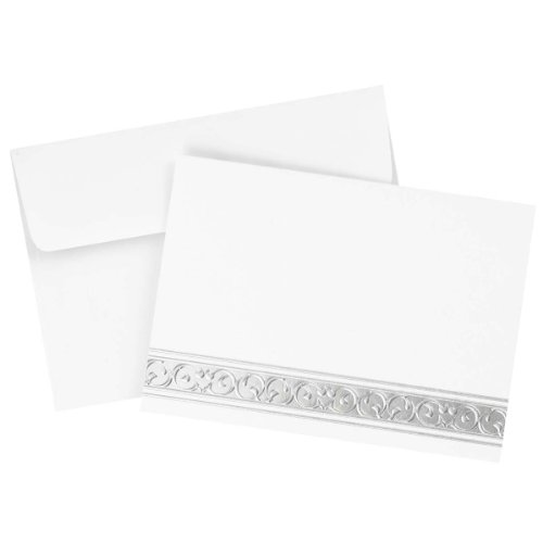0799198125014 - HORTENSE B. HEWITT 50 COUNT SILVER FILIGREE FOIL NOTE CARDS AND ENVELOPES