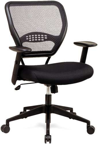 0799198269626 - SPACE SEATING AIRGRID DARK BACK AND BLACK MESH SEAT, 2-TO-1 SYNCHRO TILT CONTROL, ADJUSTABLE ARMS AND TILT TENSION WITH NYLON BASE MANAGERS CHAIR
