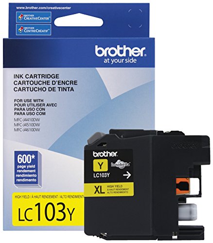 0799198286326 - BROTHER PRINTER LC103Y HIGH YIELD CARTRIDGE INK, YELLOW