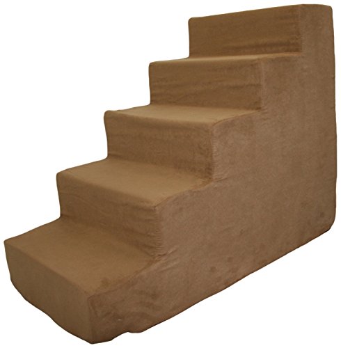 0799422965126 - BEST PET SUPPLIES 5-STEP FOAM PET STAIRS/STEPS, 30 BY 15 BY 23-INCH, LIGHT BROWN SUEDE