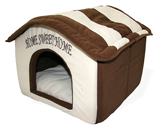 0799422965355 - BEST PET SUPPLIES HOME SWEET HOME BED, BEIGE WITH BROWN STRIPS