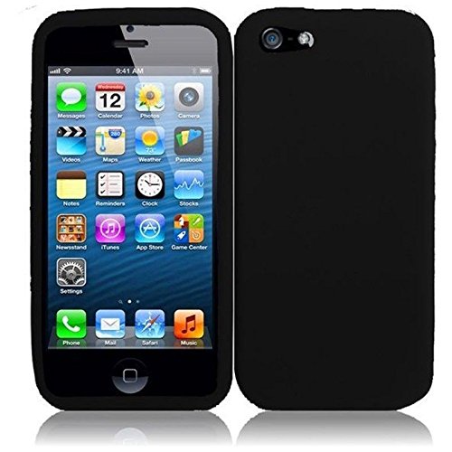 0799430755443 - HR WIRELESS SILICONE CARRYING CASE FOR IPHONE 5/5S - RETAIL PACKAGING - BLACK