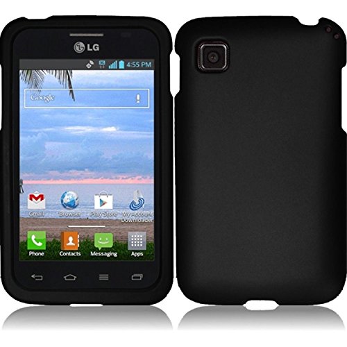 0799430796194 - HR WIRELESS RUBBERIZED COVER FOR LG OPTIMUS DYNAMIC II LG39C L39C - RETAIL PACKAGING - BLACK