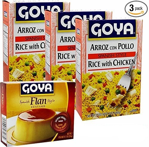 0799430901789 - GOYA ARROZ CON POLLO, CHICKEN AND RICE 8 SERVINGS. PACK OF 3. PLUS FREE FLAN MIX