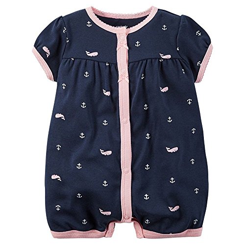 0799430976695 - CARTER'S BABY GIRLS 1-PIECE PRINT SNAP-UP ROMPER (6 MONTHS, NAVY WHALE)