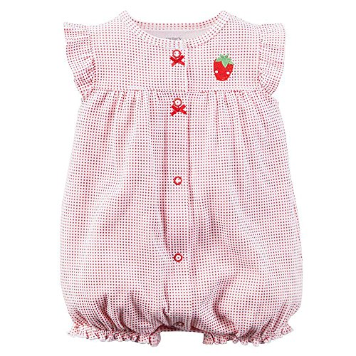 0799430977210 - CARTER'S BABY GIRLS 1-PIECE APPLIQUÉ SNAP-UP ROMPER (3 MONTHS, RED STRAWBERRY)