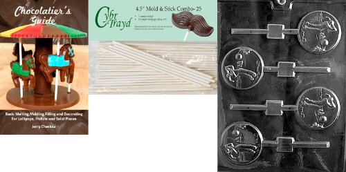 0799441129325 - CYBRTRAYD 45ST25BK-S038 'GOLF LOLLY' SPORTS CHOCOLATE CANDY MOLD WITH 25 4.5-INCH LOLLIPOP STICKS AND CHOCOLATIER'S GUIDE
