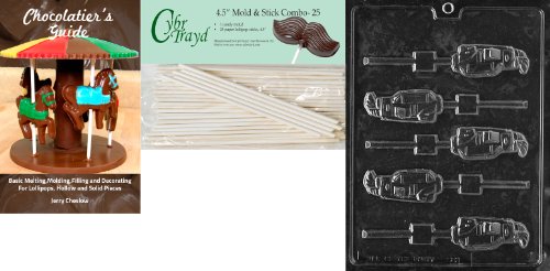 0799441129547 - CYBRTRAYD 45ST25BK-S083 'GOLF LOLLY' SPORTS CHOCOLATE CANDY MOLD WITH 25 4.5-INCH LOLLIPOP STICKS AND CHOCOLATIER'S GUIDE