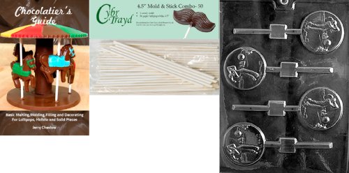 0799441129752 - CYBRTRAYD 45ST50BK-S038 'GOLF LOLLY' SPORTS CHOCOLATE CANDY MOLD WITH 50 4.5-INCH LOLLIPOP STICKS AND CHOCOLATIER'S GUIDE