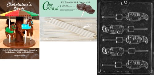 0799441129974 - CYBRTRAYD 45ST50BK-S083 'GOLF LOLLY' SPORTS CHOCOLATE CANDY MOLD WITH 50 4.5-INCH LOLLIPOP STICKS AND CHOCOLATIER'S GUIDE