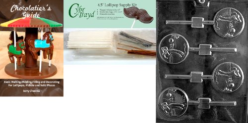 0799441187240 - CYBRTRAYD 45STK50BK-S038 GOLF LOLLY CHOCOLATE MOLD WITH CHOCOLATIER'S BUNDLE, INCLUDES 50 LOLLIPOP STICKS, 50 CELLO BAGS, 25 GOLD AND 25 SILVER TWIST TIES AND CHOCOLATIER'S GUIDE