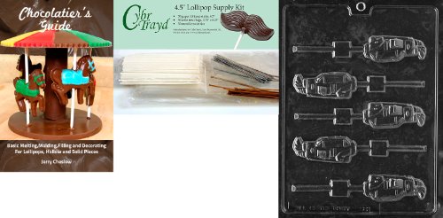 0799441187462 - CYBRTRAYD 45STK50BK-S083 GOLF LOLLY CHOCOLATE MOLD WITH CHOCOLATIER'S BUNDLE, INCLUDES 50 LOLLIPOP STICKS, 50 CELLO BAGS, 25 GOLD AND 25 SILVER TWIST TIES AND CHOCOLATIER'S GUIDE