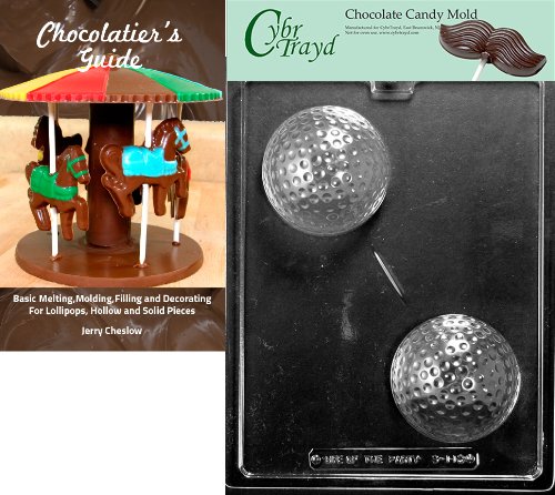 0799441196938 - CYBRTRAYD LARGE GOLF BALL SPORTS CHOCOLATE CANDY MOLD WITH CHOCOLATIER'S GUIDE INSTRUCTIONS BOOK MANUAL