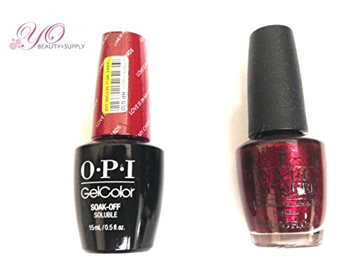 0799443717544 - OPI NAIL LACQUER AND GELCOLOR LOVE IS IN MY CARDS G32. EACH BOTTLE CONTAINS .5 OZ. FREE TEND SKIN SAMPLE