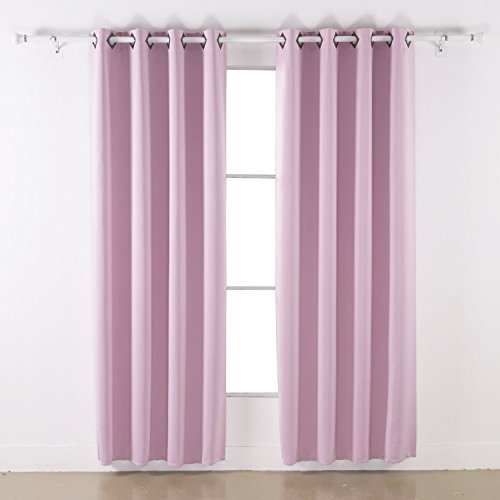 0799443947491 - DECONOVO THERMAL INSULATED BLACKOUT CURTAINS 52 INCH WIDE BY 84 INCH LONG LIGHT LILAC TWO PANELS