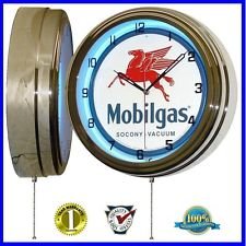 0799471420201 - MOBIL GAS MOBILGAS OIL 15 NEON WALL CLOCK ADVERTISING GARAGE SIGN ONE 1