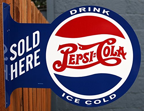 0799471420577 - PEPSI COLA SOLD HERE DOUBLE SIDED VINTAGE STYLE FLANGE SIGN