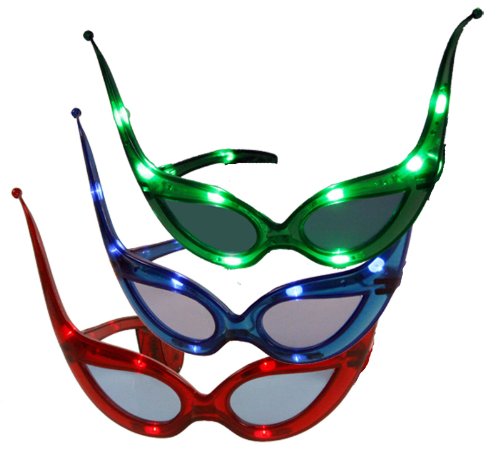 0799471449271 - CARNIVAL-RAVE-EYES(TM) COSTUME MASK-PARTY FAVOR LED 3 PAIRS FLASHING GLASSES-RED BLUE GREEN -BLINKING