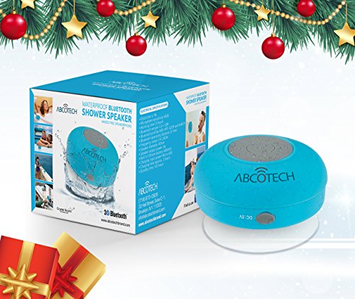 0799475533723 - ABCO TECH WATER RESISTANT WIRELESS BLUETOOTH SHOWER SPEAKER WITH SUCTION CUP AND HANDS-FREE SPEAKERPHONE, AQUA