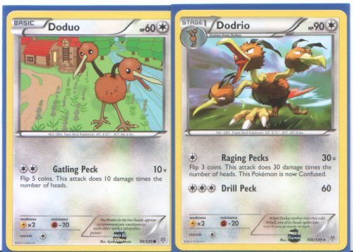 0799475573484 - DODRIO AND DUDUO - RARE POKEMON CARD EVOLUTION SET (PLASMA STORM #99 AND #100)