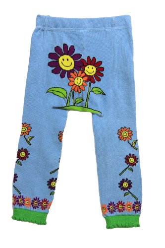 0799475925504 - HAPPY FLOWERS BABY GIRL LEGGINGS - BLUE(0-6+ MONTHS) - SOFT AND CUTE BREATHABLE COTTON BABY CLOTHES