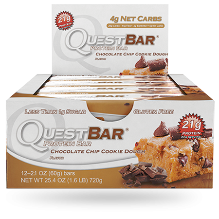 0799599407726 - QUEST BAR CHOCOLATE CHIP COOKIE DOUGH 12 COUNT - 2.12OZ (2 PACK)