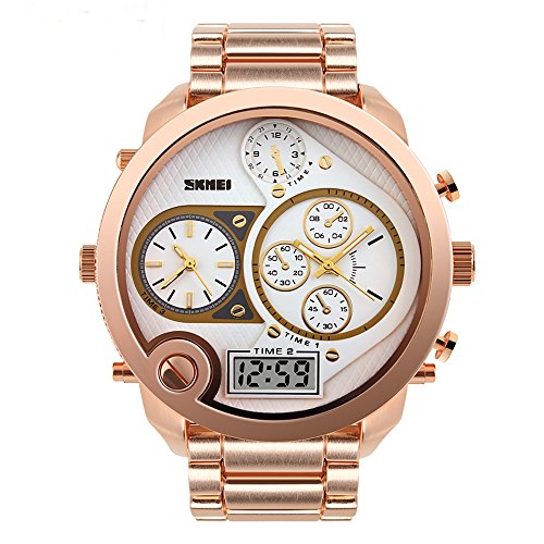 0799619994489 - SKMEI BRAND LED LARGE DIAL LEATHER AND POINTER DISPLAY 50M SPORTS MULTIFUNCTIONAL WATERPROOF WATCH