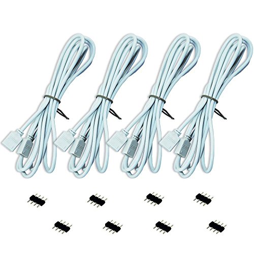 0799632036401 - ZITRADES(TM) 4PCS 2M LONG EXTENSION CABLE CONNECT FEMALE PLUG FOR RGB 3528 5050 STRIP WITH 8PCS 4PIN CONNECTORS MALE