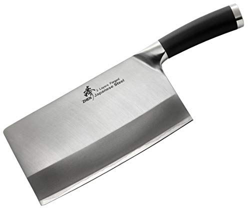 0799632160946 - ZHEN JAPANESE VG-10 3-LAYER FORGED 8-INCH SLICER CHOPPING CHEF BUTCHER KNIFE/CLEAVER, LARGE