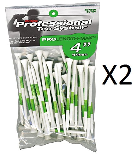 0799632626152 - PRIDE PROFESSIONAL - GOLF PRO LENGTH MAX - 4, 50 COUNT, WHITE/GREEN (2-PACK)