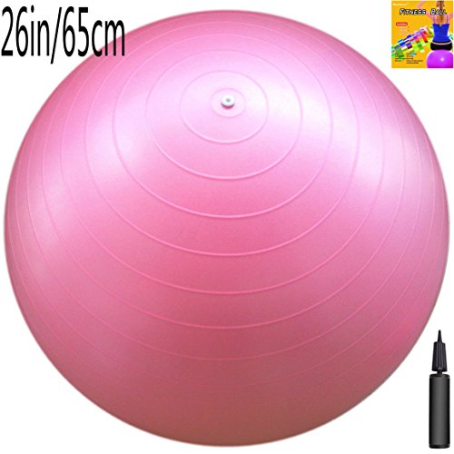 0799632993933 - FITNESS BALL: PINK, 26IN/65CM DIAMETER, INCLUDES 1 BALL +1 PUMP + 1 PAGE INSTRUCTION CHART. NO INSTRUCTIONAL DVD. (EXERCISE GYM SWISS STABILITY BALL)