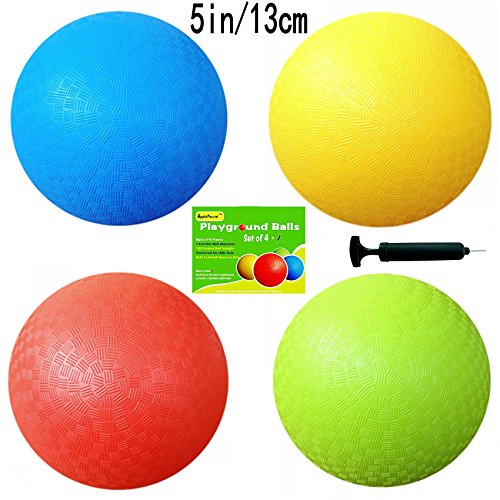 0799632994459 - 5 INCH PLAYGROUND BALLS (SET OF 4) WITH 1 HAND PUMP