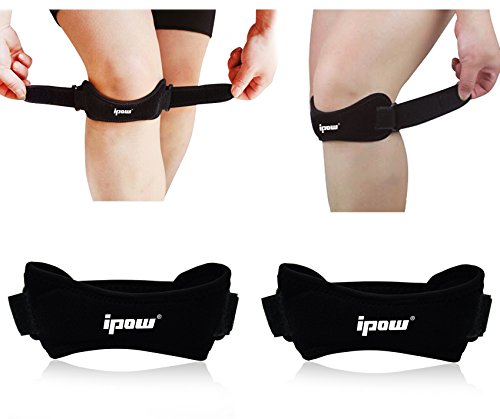 0799637067691 - IPOW FULLY ADJUSTABLE JUMPERS'S KNEE PATELLAR TENDON SUPPORT STRAP BAND.- KNEE SUPPORT BRACE PADS FIT RUNNING,BASKETBALL OUTDOOR SPORT,SET OF 2 (BLACK)