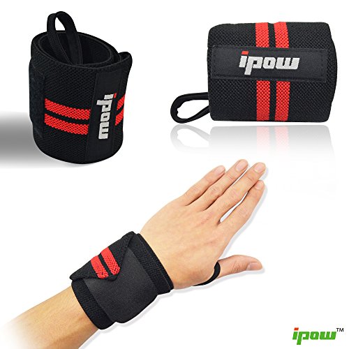 0799637067721 - IPOW ADJUSTABLE WEIGHT LIFTING TRAINING WRIST STRAPS SUPPORT BRACES WRAPS BELT PROTECTOR FOR WEIGHTLIFTING CROSSFIT POWERLIFTING BODYBUILDING - FOR WOMEN AND MEN,SET OF 2
